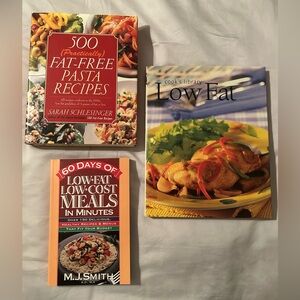 Get 3! Low Fat Cookbook, 500 Low Fat Pasta & 60 Days Low Fat, Low Cost Recipes